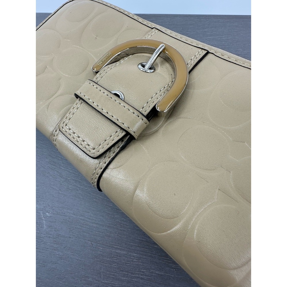 Coach Campbell Embossed Leather Wallet‎ Clay Bisque Large Zip Around RARE - Picture 7 of 11